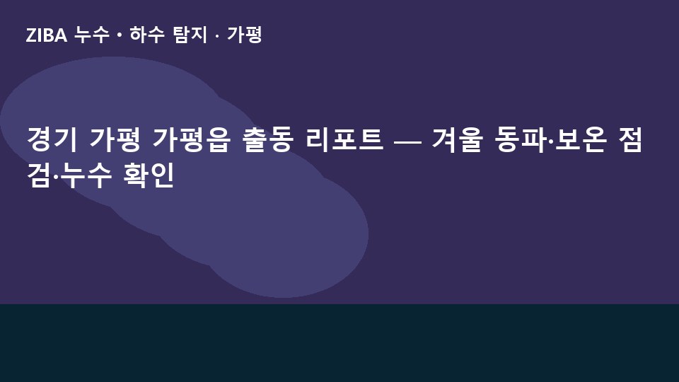 경기 가평 가평읍 출동 리포트 — 겨울 동파·보온 점검·누수 확인